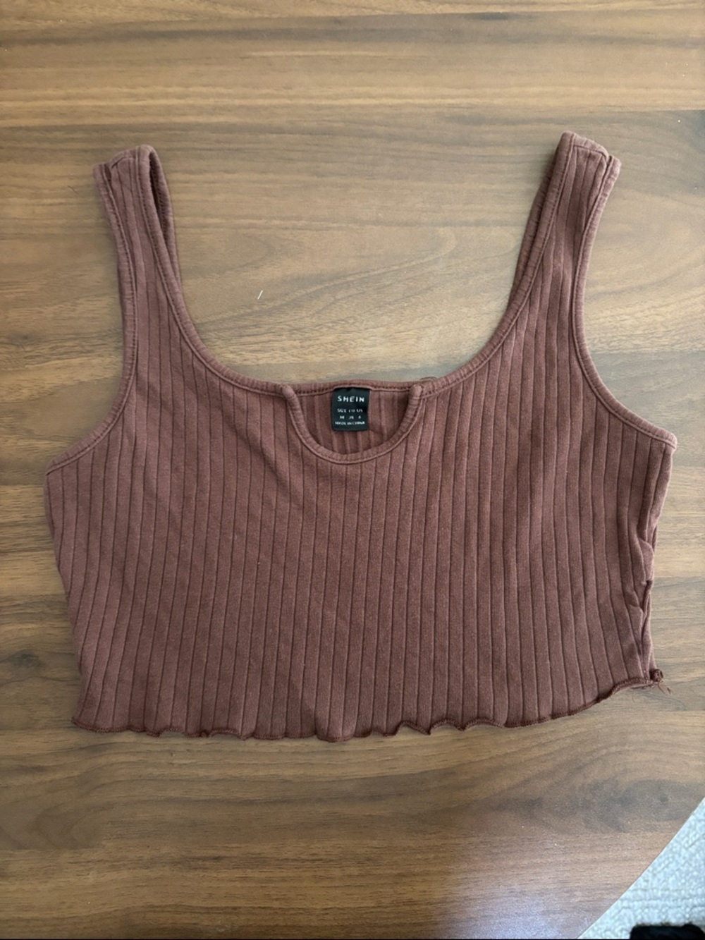 Brown SHEIN Ribbed Cropped Tank Top - M